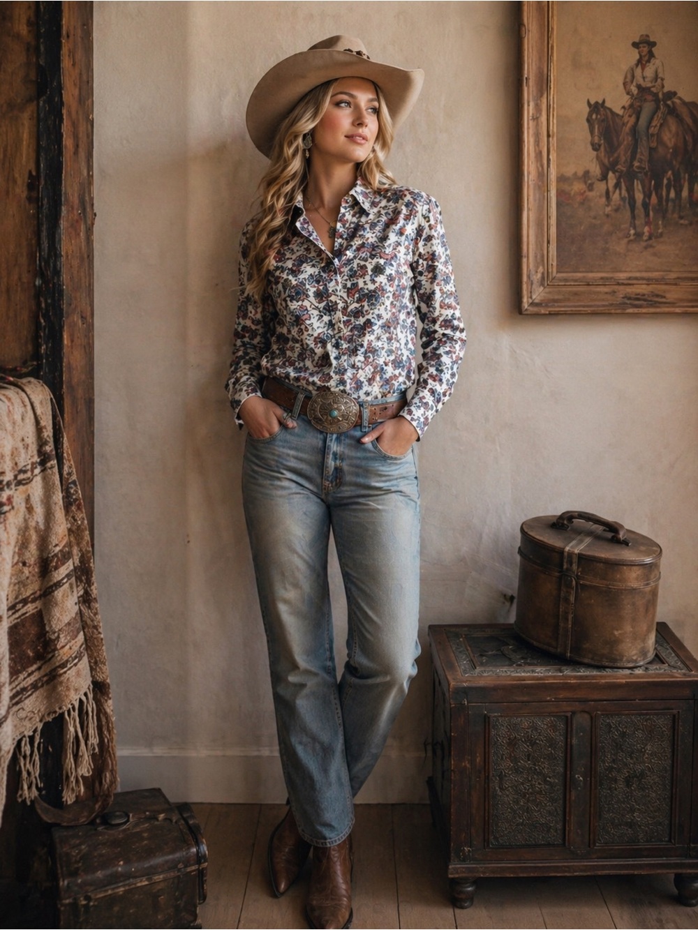 Cowgirl HardwareFloral Button Down Women's Shirt